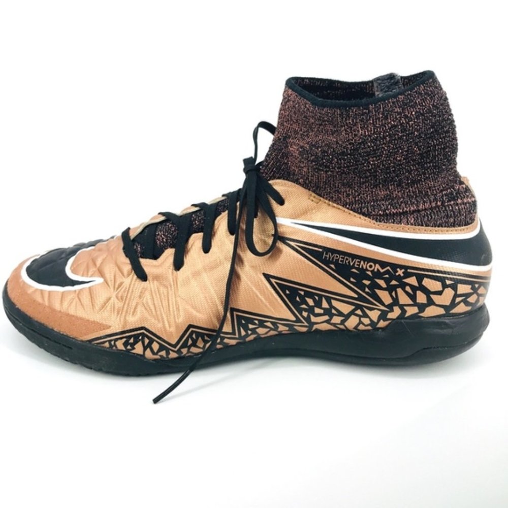 Nike Kids HypervenomX High-Top Sneakers in Copper, Black and White